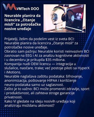 Neurable planira da licencira „čitanje misli“ za potrošačke nosive uređaje