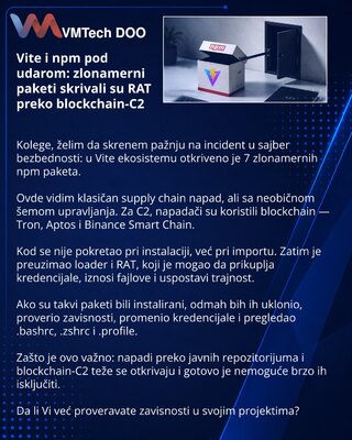 Vite i npm pod udarom: zlonamerni paketi skrivali su RAT preko blockchain-C2