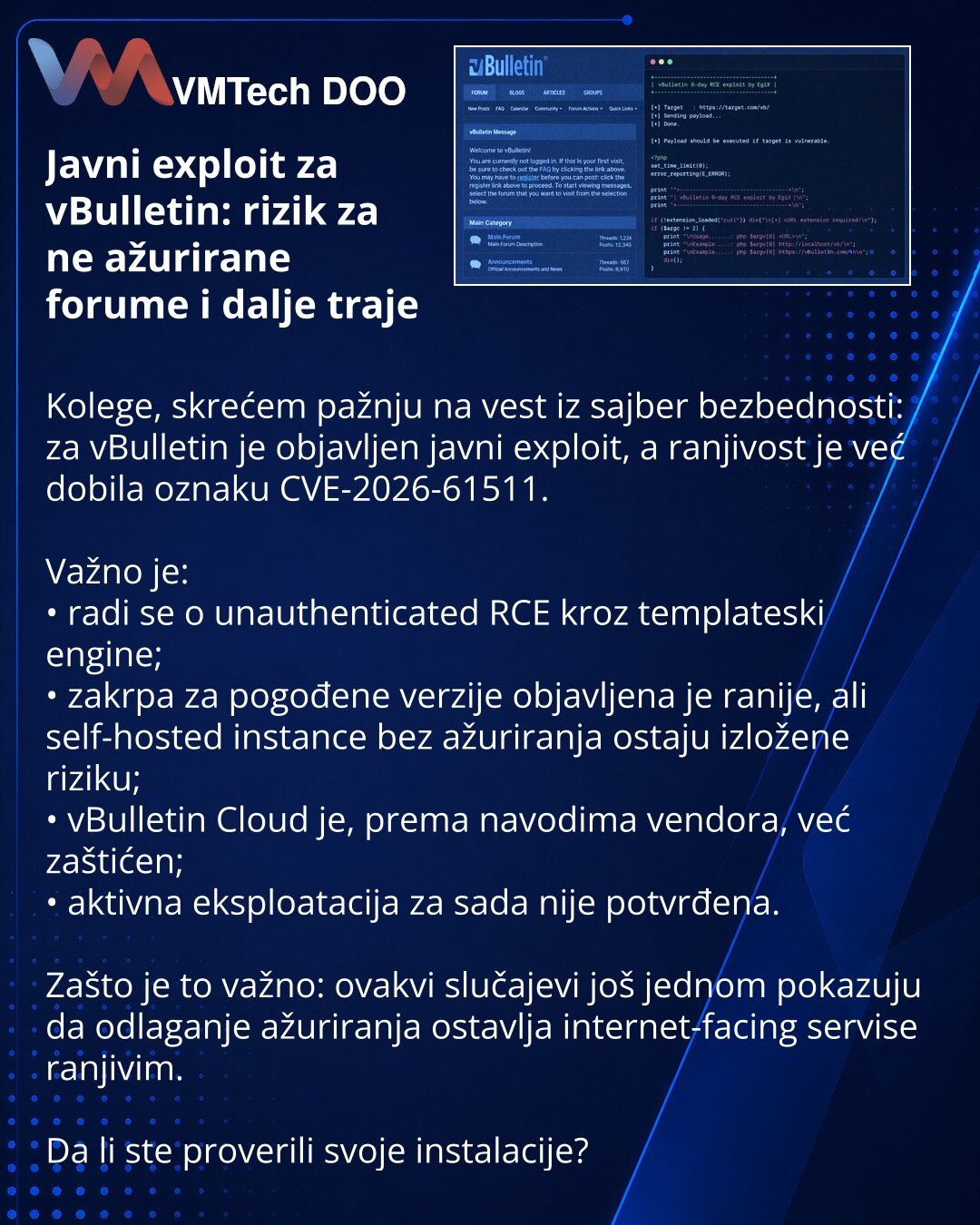 Javni exploit za vBulletin: rizik za ne ažurirane forume i dalje traje