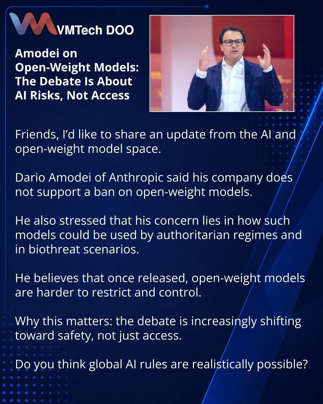 Amodei on Open-Weight Models: The Debate Is About AI Risks, Not Access