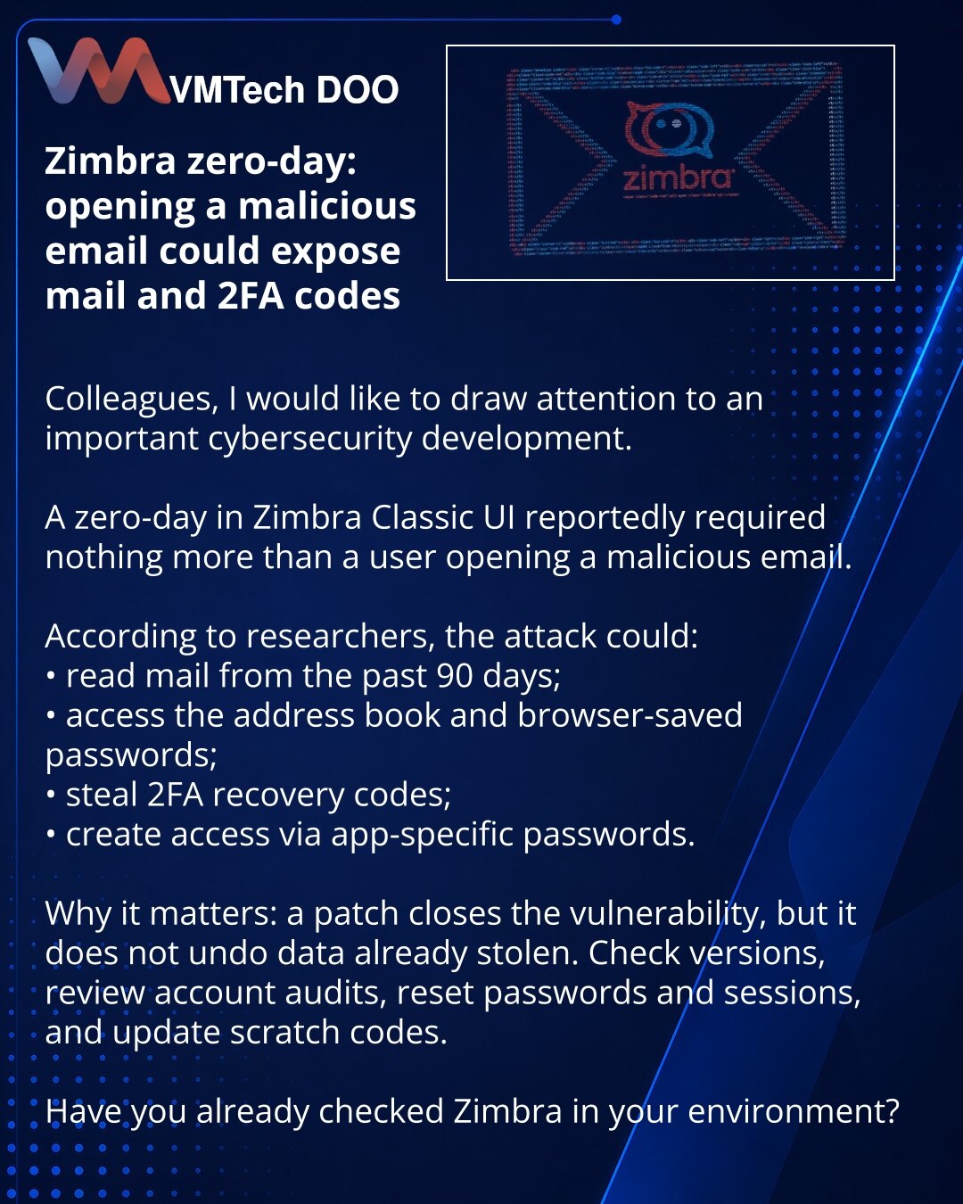 Zimbra zero-day: pismo je moglo da otvori pristup pošti i 2FA kodovima