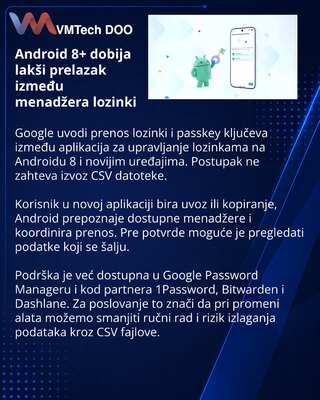 Google pojednostavljuje prelazak između menadžera lozinki na Androidu