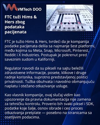 FTC optužuje Hims & Hers za deljenje medicinskih podataka sa oglašivačkim platformama