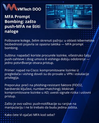 MFA Prompt Bombing: zašto push‑MFA ne štiti naloge