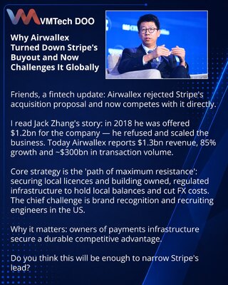Почему Airwallex отказался от продажи Stripe и теперь соперничает с ним на глобальном рынке платежей