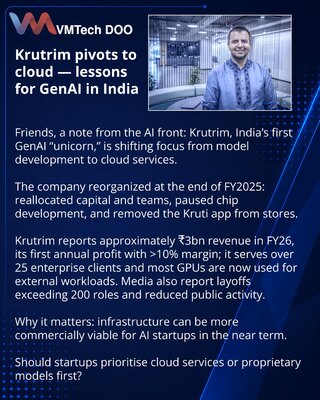 Krutrim preusmerava fokus na oblake — lekcije za GenAI u Indiji