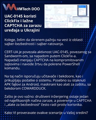 UAC-0145 koristi ClickFix i lažne CAPTCHA za zarazu uređaja u Ukrajini