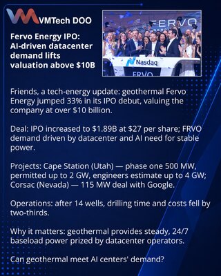 Fervo Energy na IPO: potražnja data-centara za AI podigla vrednovanje iznad 10 milijardi USD
