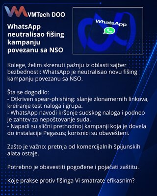 WhatsApp neutralisao fišing kampanju povezanu sa NSO
