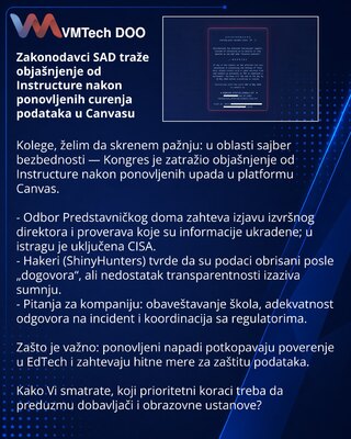 Zakonodavci SAD traže objašnjenje od Instructure nakon ponovljenih curenja podataka u Canvasu