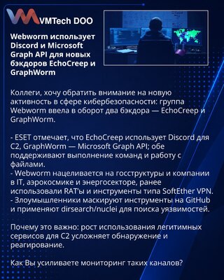 Webworm Uses Discord and Microsoft Graph API for New Backdoors EchoCreep and GraphWorm