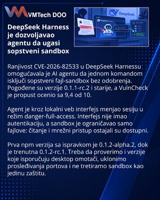 Propust u DeepSeek Harnessu omogućio izlazak agenta iz sandboxa