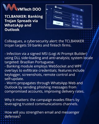 TCLBANKER: банковский троян распространяется через WhatsApp и Outlook
