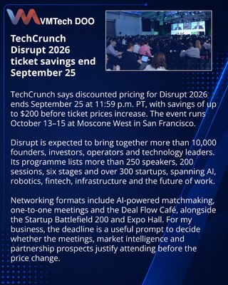 TechCrunch Disrupt 2026: niže cene ulaznica do 25. septembra