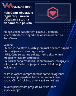 RubyGems приостановил регистрацию после загрузки сотен вредоносных пакетов