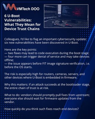 6 ranjivosti u U-Boot-u: šta to znači za lanac poverenja uređaja