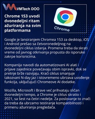 Chrome 153 begins Google’s fortnightly browser release cycle