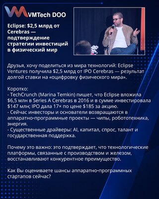 Eclipse: $2.5B from Cerebras — confirmation of investment strategy in the physical world