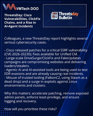 ThreatsDay: ranjivosti Cisco, lanci ClickFix i rast incidenata sa AI agentima