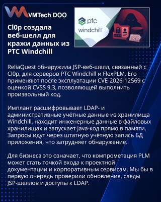 Связанный с Cl0p веб-шелл крадёт данные и пароли из PTC Windchill