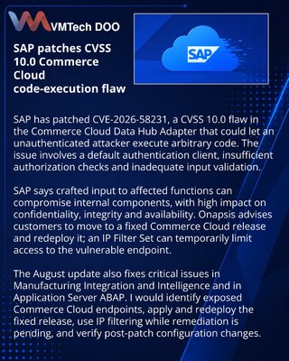 SAP устранила RCE-уязвимость максимальной критичности в Commerce Cloud