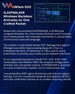 SLEEPWALKER koristi skriveni mrežni okidač u Windows okruženju