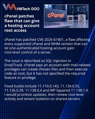 cPanel fixes EmailTrack flaw enabling root server access