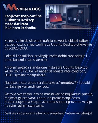 Ranjivost snap-confine u Ubuntu Desktop može dati root lokalnom korisniku