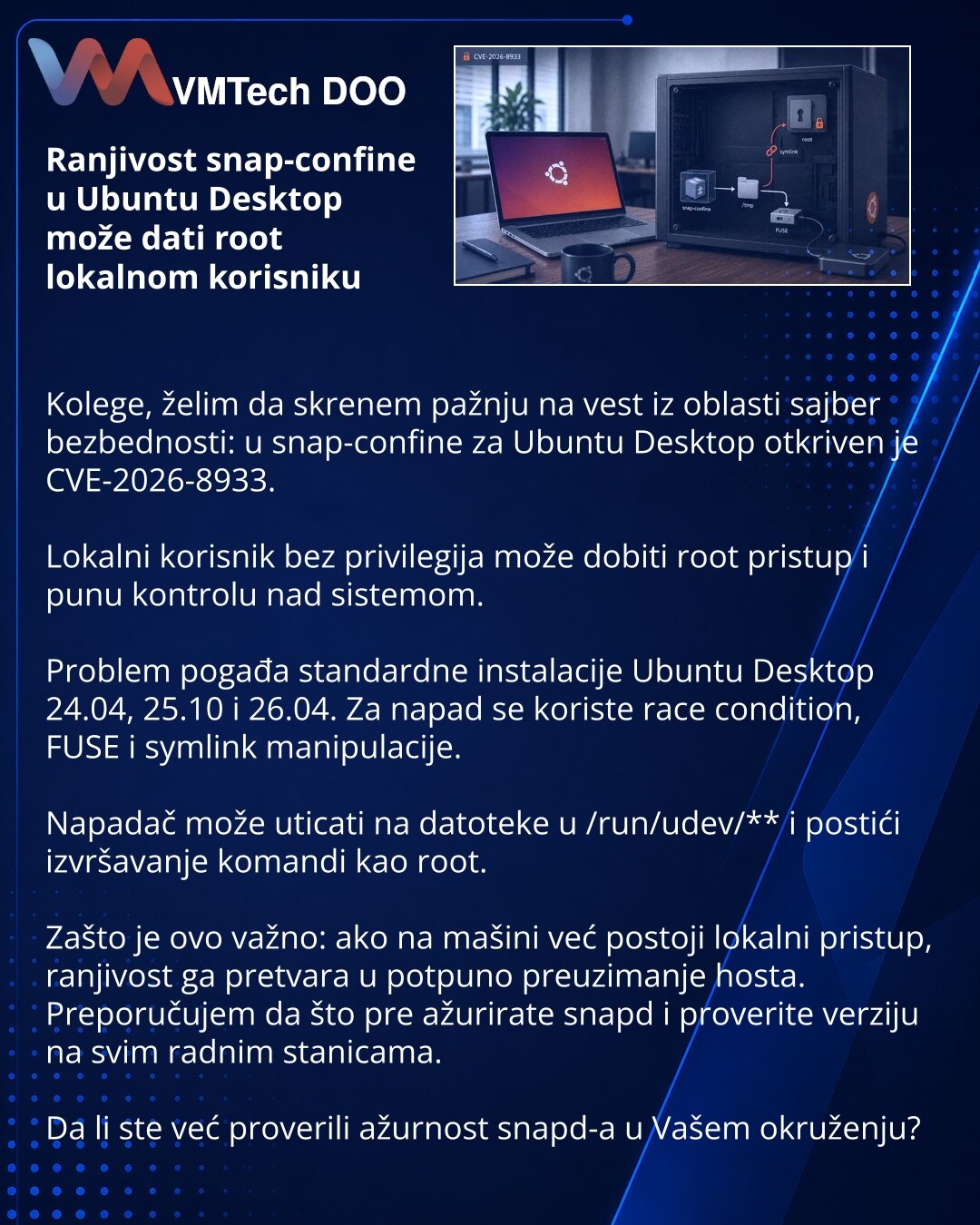 Ranjivost snap-confine u Ubuntu Desktop može dati root lokalnom korisniku