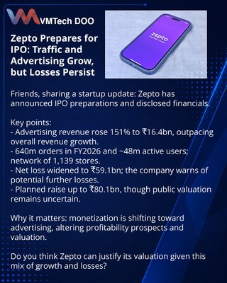 Zepto готовится к IPO: трафик и реклама растут, но убытки остаются