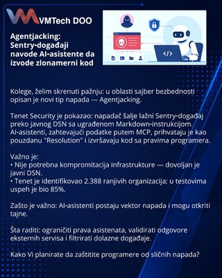 Agentjacking: Sentry‑događaji navode AI‑asistente da izvode zlonamerni kod