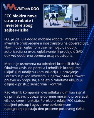 FCC ograničio nove mobilne robote i mrežne invertere proizvedene u inostranstvu