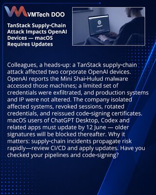 TanStack Supply‑Chain Attack Impacts OpenAI Devices — macOS Requires Updates
