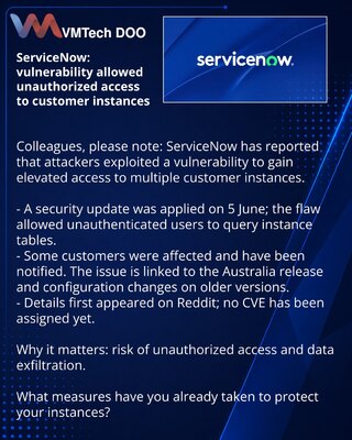 ServiceNow: ranjivost je omogućavala neovlašćen pristup klijentskim instancama