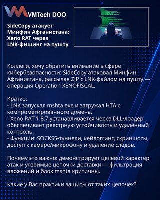 SideCopy targets Afghanistan's Ministry of Finance: Xeno RAT via LNK phishing in Pashto