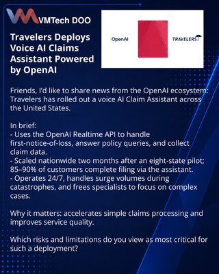 Travelers внедрила голосовой AI-ассистент подачи заявлений на базе OpenAI