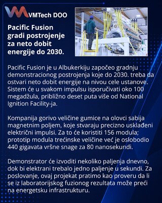 Pacific Fusion započinje gradnju postrojenja za neto dobit energije