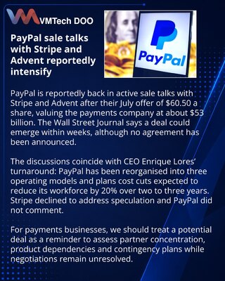 Stripe i Advent ponovo pregovaraju o kupovini PayPala
