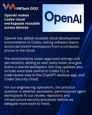 OpenAI adds reusable cloud environments to Codex