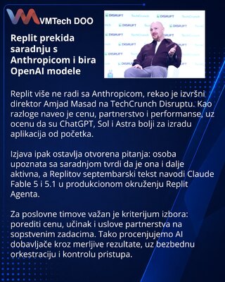 Replit navodi prekid saradnje sa Anthropicom i oslanjanje na OpenAI
