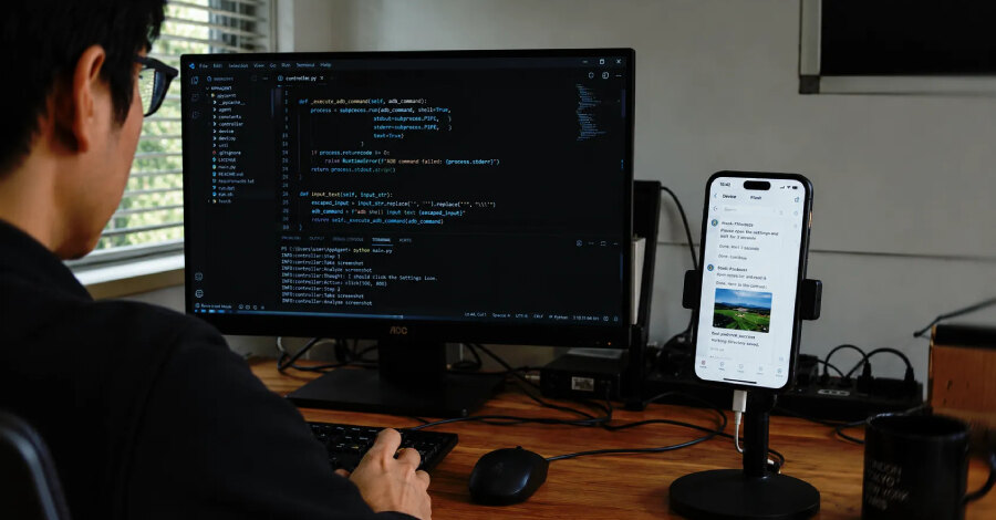 Hidden text on an Android agent’s screen can trigger commands on a PC