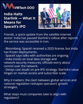 Индия приостановила Starlink — что это значит для IPO SpaceX