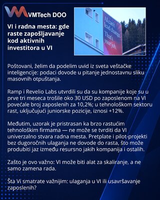 VI i radna mesta: gde raste zapošljavanje kod aktivnih investitora u VI