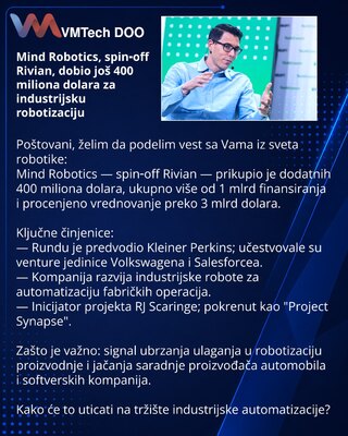 Mind Robotics, спин‑офф Rivian, получил ещё $400 млн для промышленной роботизации