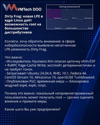 Dirty Frag: new LPE in Linux kernel allows root on most distros