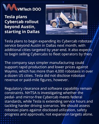 Tesla Targets Dallas Launch for Cybercab Robotaxi Expansion