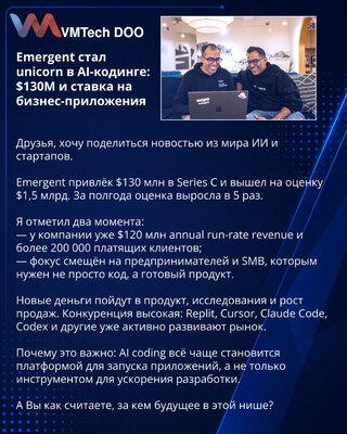Emergent postao jednorog u AI kodiranju: 130 miliona dolara i fokus na poslovne aplikacije
