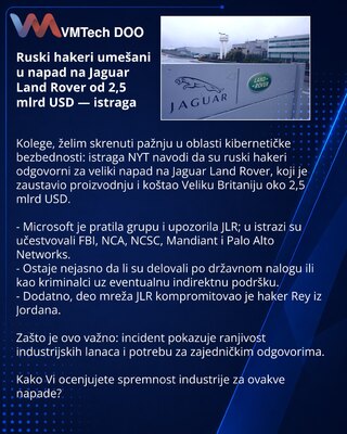 Ruski hakeri umešani u napad na Jaguar Land Rover od 2,5 mlrd USD — istraga