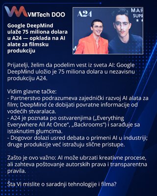 Google DeepMind инвестирует $75 млн в A24 — ставка на инструменты ИИ для кинопроизводства