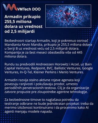 Armadin prikupio 255,5 miliona dolara za neprekidno testiranje odbrane